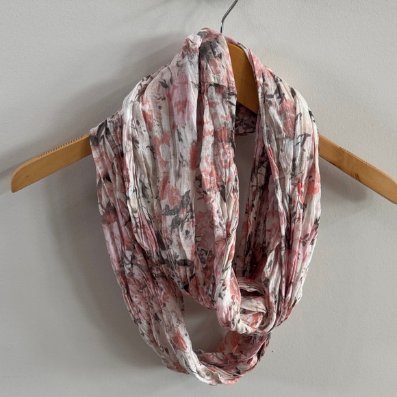 Floral Pink and Gray Scarf - Picture 1 of 1